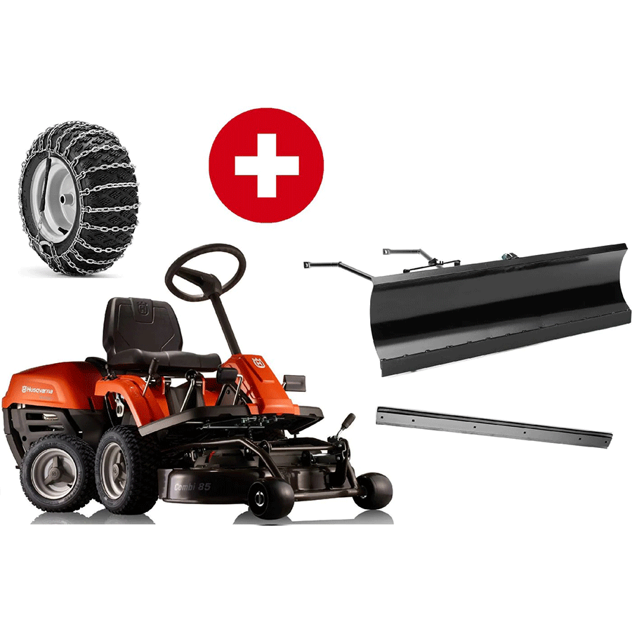 Wint_75feda82-8060-450d-8bd8-da9c8adc866f-2-1.png husqvarna frontmaher r 112c5 mit mahdeck combi 85 winterpaket mit schneeschild gummileiste und schneeketten modell 2025 neu – Bild 1