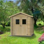 Alce Hobby 198×198 – Gerätehaus aus Holz – mit Fenstern und Doppeltür – 198x198x215 cm