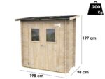 Alce Hobby 198×98 – Gerätehaus aus Holz – Mit Frontfenstern – 198x98x197 cm – Bild 3