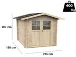 Alce Opera 215×180 – Gerätehaus aus Holz – Mit Fenstern und Doppelflügeltür – 215x180x207 cm – Bild 3