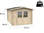Alce Opera 215×250 – Gerätehaus aus Holz – Mit Fenstern und Doppelflügeltür – 215x250x207 cm – Bild 4