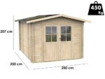 Alce Opera 250×250 – Gerätehaus aus Holz – Mit Fenstern und Doppelflügeltür – 250x250x207 cm – Bild 4