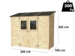 Alce Vaniglia 245×102 – Gerätehaus aus Holz – Mit Frontfenster – 245x102x222 cm – Bild 3
