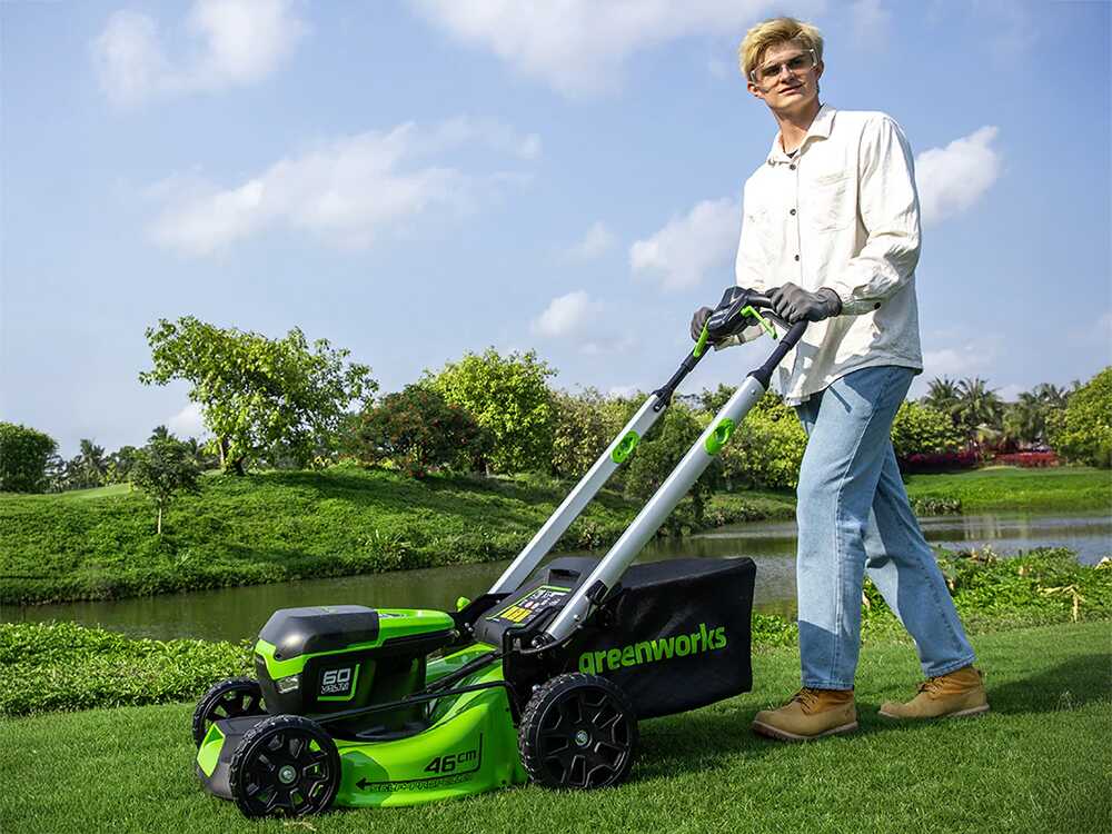 Greenworks GD60LM46SPK4 – Akku-Rasenmäher selbstangetrieben – 60V/4Ah – Taglio 46 cm – Bild 1