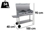 Mille Achille Big – Handgefertigter Holzkohlegrill aus Edelstahl – 2x 47,5x37cm