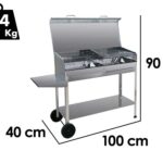 Mille Achille Big – Handgefertigter Holzkohlegrill aus Edelstahl – 2x 47,5x37cm