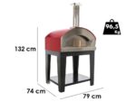 Rossofuoco Campagnolo – Holzbackofen für den Außenbereich mit Wagen – rot
